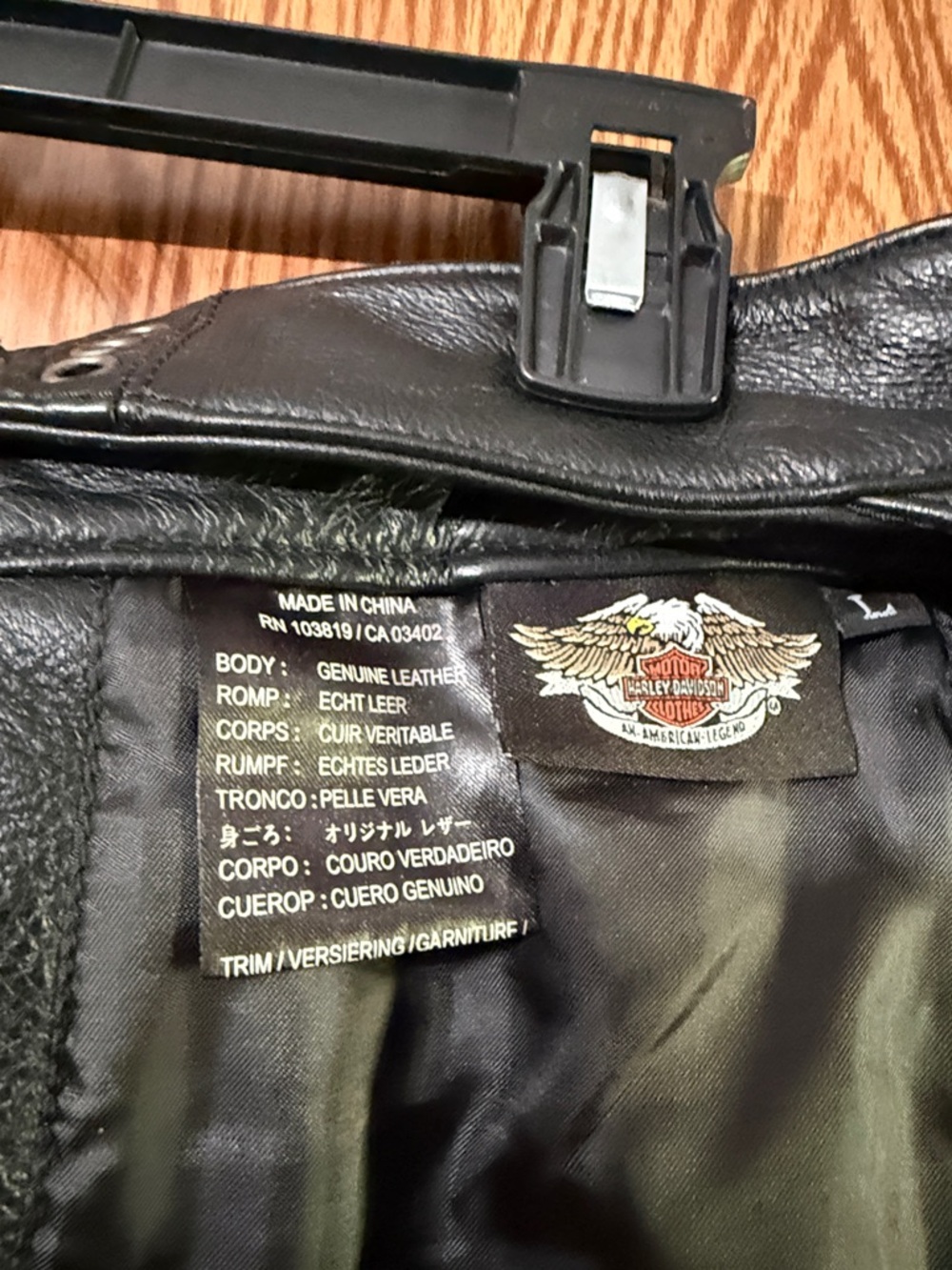 Harley-Davidson Black Leather Chaps with Embossed Logo - Picture 6 of 8